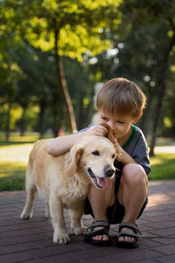 kid with dog